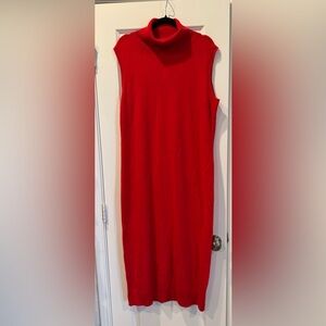 ANTONIO MELANI Red Cashmere Midi Sweater Dress